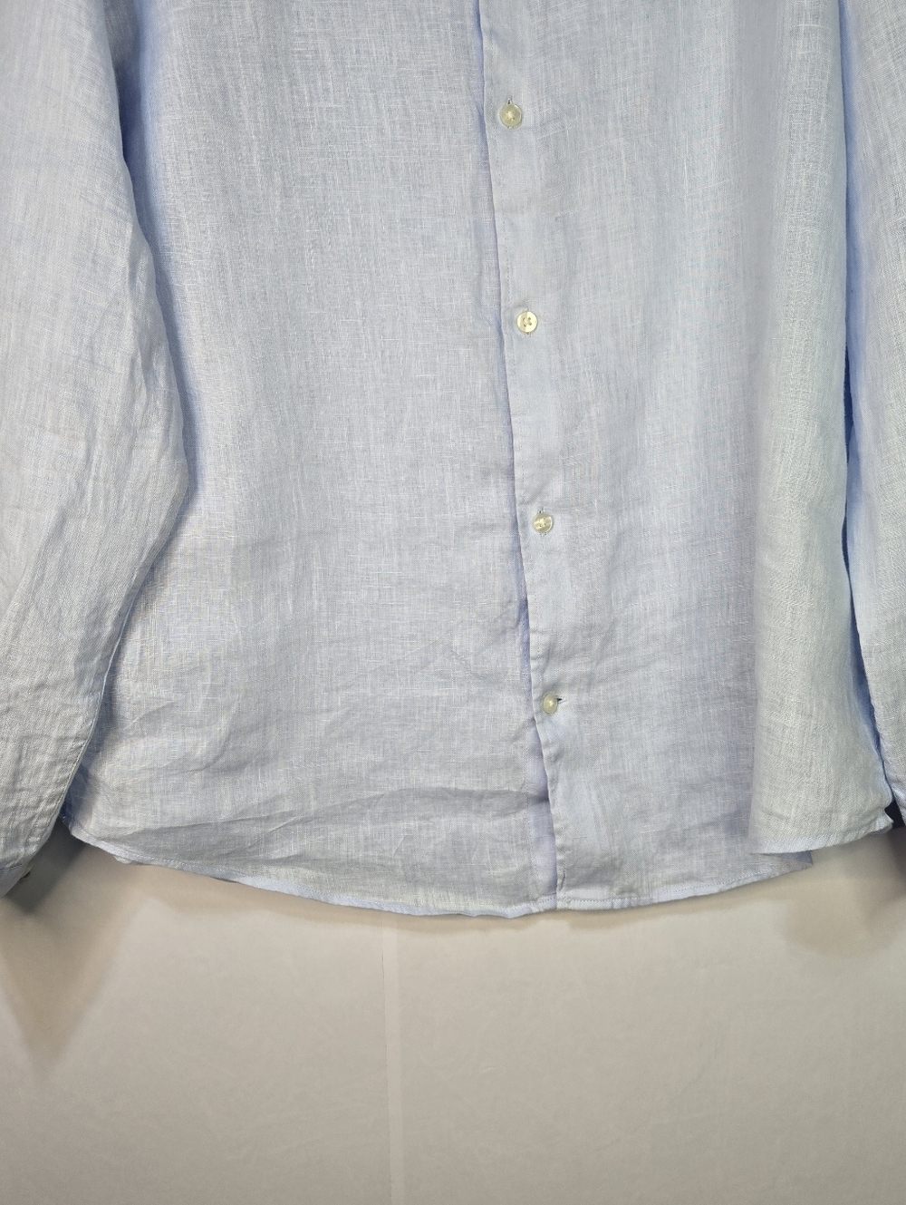 H&M Womens Size XL 100% Linen Soft Blue Slim Fit Button-Up Shirt - Picture 4 of 9